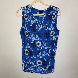 Jasmine and Juliana Floral Blue Sleeveless Top Size Large